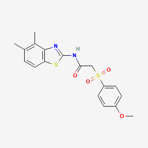 molecular formula C18H18N2O4S2 B2552724 N-(4,5-dimethylbenzo[d]thiazol-2-yl)-2-((4-methoxyphenyl)sulfonyl)acetamide CAS No. 941901-80-0