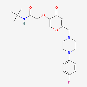 molecular formula C22H28FN3O4 B2552728 N-(tert-butil)-2-((6-((4-(4-fluorofenil)piperazin-1-il)metil)-4-oxo-4H-piran-3-il)oxi)acetamida CAS No. 898464-89-6