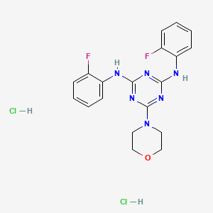 molecular formula C19H20Cl2F2N6O B2552734 N2,N4-bis(2-fluorophenyl)-6-(morpholin-4-yl)-1,3,5-triazine-2,4-diamine dihydrochloride CAS No. 1179438-28-8