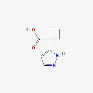 molecular formula C8H10N2O2 B2552736 1-(1H-吡唑-5-基)环丁烷-1-羧酸 CAS No. 2090818-47-4