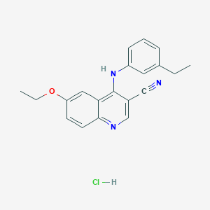 molecular formula C20H20ClN3O B2552738 6-Ethoxy-4-((3-ethylphenyl)amino)quinoline-3-carbonitrile hydrochloride CAS No. 1323538-17-5