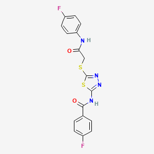 molecular formula C17H12F2N4O2S2 B2552744 4-氟-N-(5-((2-((4-氟苯基)氨基)-2-氧代乙基)硫代)-1,3,4-噻二唑-2-基)苯甲酰胺 CAS No. 392297-69-7