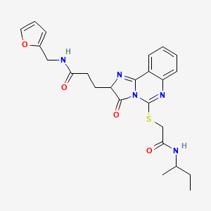 molecular formula C24H27N5O4S B2552745 3-[5-[2-(丁-2-基氨基)-2-氧代乙基]硫烷基-3-氧代-2H-咪唑并[1,2-c]喹唑啉-2-基]-N-(呋喃-2-甲基)丙酰胺 CAS No. 1035097-14-3