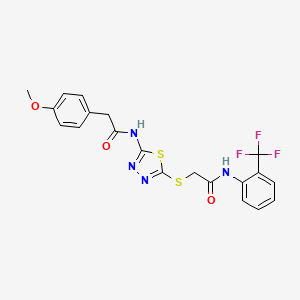 2-({5-[2-(4-methoxyphenyl)acetamido]-1,3,4-thiadiazol-2-yl}sulfanyl)-N-[2-(trifluoromethyl)phenyl]acetamide