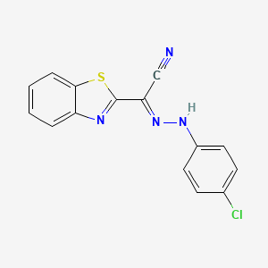 molecular formula C15H9ClN4S B2552760 (E)-N-(4-Chlorophenyl)-1,3-benzothiazole-2-carbohydrazonoyl cyanide CAS No. 91417-71-9