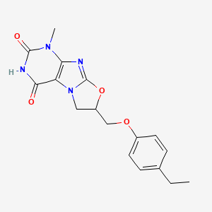 molecular formula C17H18N4O4 B2552762 7-((4-エチルフェノキシ)メチル)-1-メチル-6,7-ジヒドロオキサゾロ[2,3-f]プリン-2,4(1H,3H)-ジオン CAS No. 879071-47-3