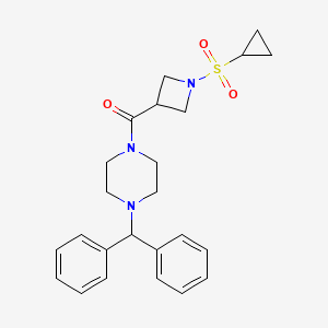 molecular formula C24H29N3O3S B2552763 (4-Benzhydrylpiperazin-1-yl)(1-(cyclopropylsulfonyl)azetidin-3-yl)methanone CAS No. 1428357-18-9