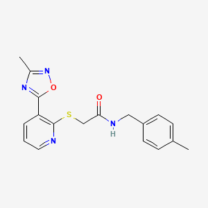 2-((3-(3-methyl-1,2,4-oxadiazol-5-yl)pyridin-2-yl)thio)-N-(4-methylbenzyl)acetamide