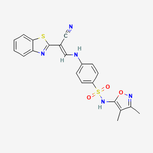 (E)-4-((2-(benzo[d]thiazol-2-yl)-2-cyanovinyl)amino)-N-(3,4-dimethylisoxazol-5-yl)benzenesulfonamide