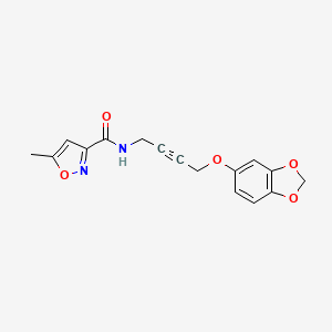 molecular formula C16H14N2O5 B2552837 N-(4-(苯并[d][1,3]二氧杂环-5-氧基)丁-2-炔-1-基)-5-甲基异恶唑-3-甲酰胺 CAS No. 1448135-48-5
