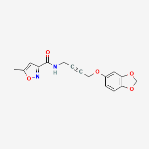 molecular formula C16H14N2O5 B2552837 N-(4-(Benzo[d][1,3]dioxol-5-yloxy)but-2-in-1-yl)-5-methylisoxazol-3-carboxamid CAS No. 1448135-48-5