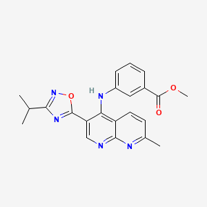 molecular formula C22H21N5O3 B2552850 Methyl 3-{[3-(3-isopropyl-1,2,4-oxadiazol-5-yl)-7-methyl[1,8]naphthyridin-4-yl]amino}benzoate CAS No. 1251680-84-8