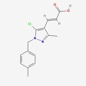 molecular formula C15H15ClN2O2 B2552865 (E)-3-[5-chloro-3-methyl-1-[(4-methylphenyl)methyl]pyrazol-4-yl]prop-2-enoic acid CAS No. 957014-04-9