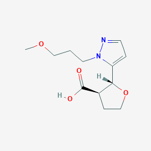 molecular formula C12H18N2O4 B2552869 rac-(2R,3R)-2-[1-(3-methoxypropyl)-1H-pyrazol-5-yl]oxolane-3-carboxylic acid CAS No. 1909286-75-4