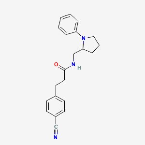 molecular formula C21H23N3O B2552874 3-(4-cyanophenyl)-N-((1-phenylpyrrolidin-2-yl)methyl)propanamide CAS No. 1797319-69-7