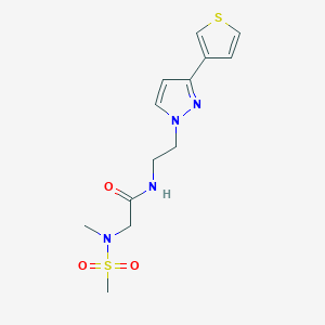 molecular formula C13H18N4O3S2 B2552876 2-(N-甲基甲基磺酰胺基)-N-(2-(3-(噻吩-3-基)-1H-吡唑-1-基)乙基)乙酰胺 CAS No. 2034260-02-9