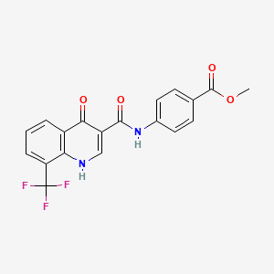 molecular formula C19H13F3N2O4 B2552878 Methyl 4-(4-hydroxy-8-(trifluoromethyl)quinoline-3-carboxamido)benzoate CAS No. 946360-22-1
