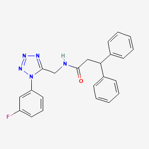 molecular formula C23H20FN5O B2552886 N-((1-(3-fluorophenyl)-1H-tetrazol-5-yl)methyl)-3,3-diphenylpropanamide CAS No. 921501-71-5