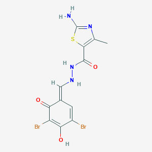 molecular formula C12H10Br2N4O3S B255289 2-amino-N'-[(E)-(3,5-dibromo-4-hydroxy-6-oxocyclohexa-2,4-dien-1-ylidene)methyl]-4-methyl-1,3-thiazole-5-carbohydrazide 