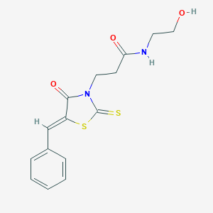 molecular formula C15H16N2O3S2 B255290 3-(5-benzylidene-4-oxo-2-thioxo-1,3-thiazolidin-3-yl)-N-(2-hydroxyethyl)propanamide 