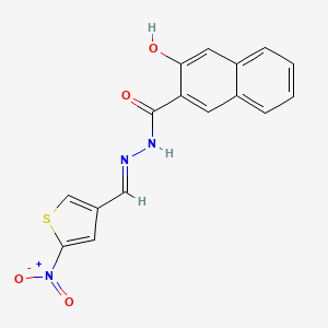 molecular formula C16H11N3O4S B2552908 (E)-3-hydroxy-N'-((5-nitrothiophen-3-yl)methylene)-2-naphthohydrazide CAS No. 867041-55-2