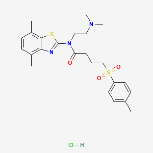 molecular formula C24H32ClN3O3S2 B2552912 N-(2-(dimethylamino)ethyl)-N-(4,7-dimethylbenzo[d]thiazol-2-yl)-4-tosylbutanamide hydrochloride CAS No. 1215527-70-0