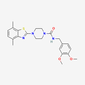 molecular formula C23H28N4O3S B2552916 N-(3,4-dimethoxybenzyl)-4-(4,7-dimethylbenzo[d]thiazol-2-yl)piperazine-1-carboxamide CAS No. 1210240-43-9