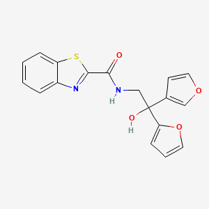 molecular formula C18H14N2O4S B2552920 N-(2-(呋喃-2-基)-2-(呋喃-3-基)-2-羟乙基)苯并[d]噻唑-2-甲酰胺 CAS No. 2034621-30-0