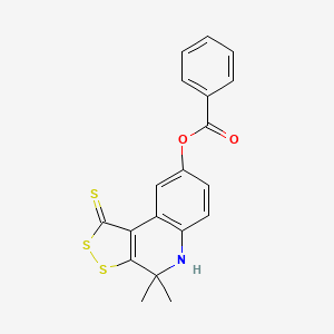 molecular formula C19H15NO2S3 B2552936 4,4-dimethyl-1-thioxo-4,5-dihydro-1H-[1,2]dithiolo[3,4-c]quinolin-8-yl benzoate CAS No. 333307-75-8