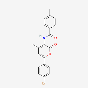 molecular formula C20H16BrNO3 B2552940 N-[6-(4-bromophenyl)-4-methyl-2-oxo-2H-pyran-3-yl]-4-methylbenzenecarboxamide CAS No. 400087-24-3