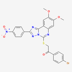 molecular formula C25H18BrN5O5S B2553004 1-(4-溴苯基)-2-((8,9-二甲氧基-2-(4-硝基苯基)-[1,2,4]三唑并[1,5-c]喹唑啉-5-基)硫代)乙酮 CAS No. 902594-10-9