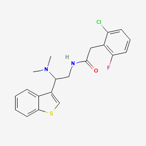 molecular formula C20H20ClFN2OS B2553005 N-(2-(benzo[b]thiophen-3-yl)-2-(dimethylamino)ethyl)-2-(2-chloro-6-fluorophenyl)acetamide CAS No. 2034300-08-6