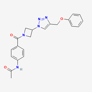 molecular formula C21H21N5O3 B2553006 N-(4-(3-(4-(phenoxymethyl)-1H-1,2,3-triazol-1-yl)azetidine-1-carbonyl)phenyl)acetamide CAS No. 2034340-54-8