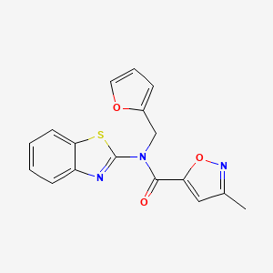 molecular formula C17H13N3O3S B2553009 N-(benzo[d]thiazol-2-yl)-N-(furan-2-ylmethyl)-3-methylisoxazole-5-carboxamide CAS No. 946285-49-0