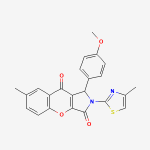 molecular formula C23H18N2O4S B2553013 1-(4-Methoxyphenyl)-7-methyl-2-(4-methylthiazol-2-yl)-1,2-dihydrochromeno[2,3-c]pyrrole-3,9-dione CAS No. 844833-04-1