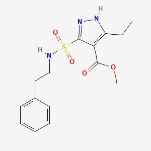 molecular formula C15H19N3O4S B2553014 methyl 3-ethyl-5-{[(2-phenylethyl)amino]sulfonyl}-1H-pyrazole-4-carboxylate CAS No. 1239984-52-1