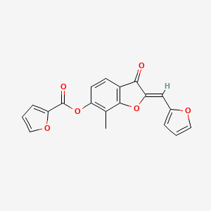 molecular formula C19H12O6 B2553016 (Z)-2-(呋喃-2-基亚甲基)-7-甲基-3-氧代-2,3-二氢苯并呋喃-6-基呋喃-2-羧酸酯 CAS No. 896830-12-9