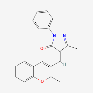molecular formula C21H18N2O2 B2553018 (Z)-3-methyl-4-((2-methyl-2H-chromen-3-yl)methylene)-1-phenyl-1H-pyrazol-5(4H)-one CAS No. 867136-62-7