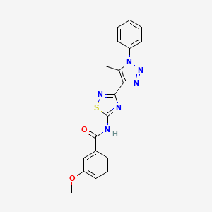 molecular formula C19H16N6O2S B2553021 3-甲氧基-N-(3-(5-甲基-1-苯基-1H-1,2,3-三唑-4-基)-1,2,4-噻二唑-5-基)苯甲酰胺 CAS No. 895116-95-7