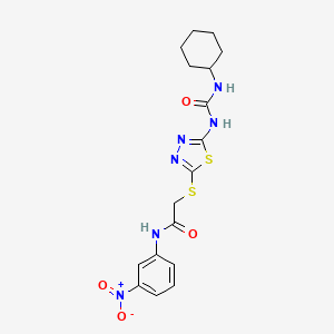 molecular formula C17H20N6O4S2 B2553022 2-((5-(3-环己基脲基)-1,3,4-噻二唑-2-基)硫代)-N-(3-硝基苯基)乙酰胺 CAS No. 898461-90-0