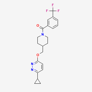 molecular formula C21H22F3N3O2 B2553026 [4-[(6-Cyclopropylpyridazin-3-yl)oxymethyl]piperidin-1-yl]-[3-(trifluoromethyl)phenyl]methanone CAS No. 2310122-93-9