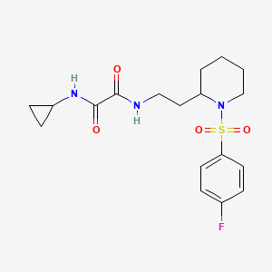 molecular formula C18H24FN3O4S B2553028 N1-环丙基-N2-(2-(1-((4-氟苯基)磺酰基)哌啶-2-基)乙基)草酰胺 CAS No. 898415-28-6