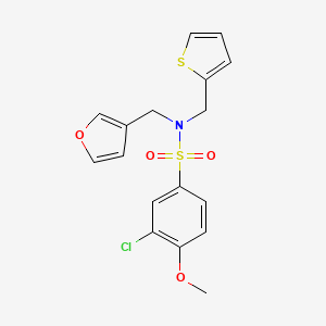 molecular formula C17H16ClNO4S2 B2553036 3-氯-N-(呋喃-3-基甲基)-4-甲氧基-N-(噻吩-2-基甲基)苯磺酰胺 CAS No. 1421514-76-2