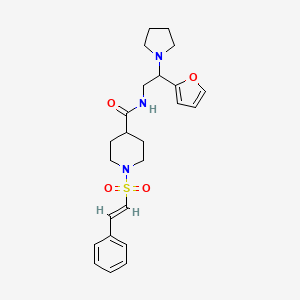 molecular formula C24H31N3O4S B2553040 N-[2-(furan-2-yl)-2-pyrrolidin-1-ylethyl]-1-[(E)-2-phenylethenyl]sulfonylpiperidine-4-carboxamide CAS No. 925397-98-4