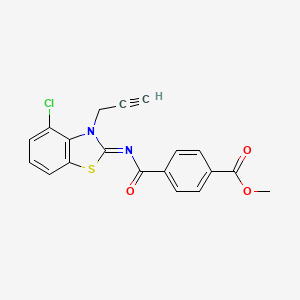 molecular formula C19H13ClN2O3S B2553048 Methyl 4-[(4-chloro-3-prop-2-ynyl-1,3-benzothiazol-2-ylidene)carbamoyl]benzoate CAS No. 868674-21-9