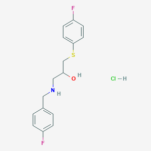 molecular formula C16H18ClF2NOS B2553052 1-[(4-Fluorobenzyl)amino]-3-[(4-fluorophenyl)sulfanyl]-2-propanol hydrochloride CAS No. 256370-13-5