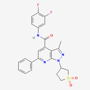 molecular formula C24H20F2N4O3S B2553055 N-(3,4-difluorophenyl)-1-(1,1-dioxidotetrahydrothiophen-3-yl)-3-methyl-6-phenyl-1H-pyrazolo[3,4-b]pyridine-4-carboxamide CAS No. 1021224-09-8