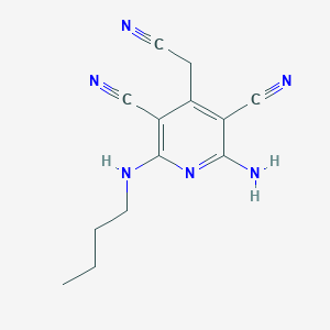 molecular formula C13H14N6 B255306 2-Amino-6-(butylamino)-4-(cyanomethyl)-3,5-pyridinedicarbonitrile 