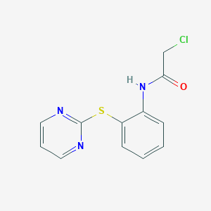 molecular formula C12H10ClN3OS B2553060 2-Chloro-N-(2-pyrimidin-2-ylsulfanylphenyl)acetamide CAS No. 2411296-59-6