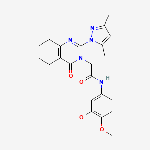 molecular formula C23H27N5O4 B2553061 N-(3,4-dimethoxyphenyl)-2-(2-(3,5-dimethyl-1H-pyrazol-1-yl)-4-oxo-5,6,7,8-tetrahydroquinazolin-3(4H)-yl)acetamide CAS No. 1007278-44-5